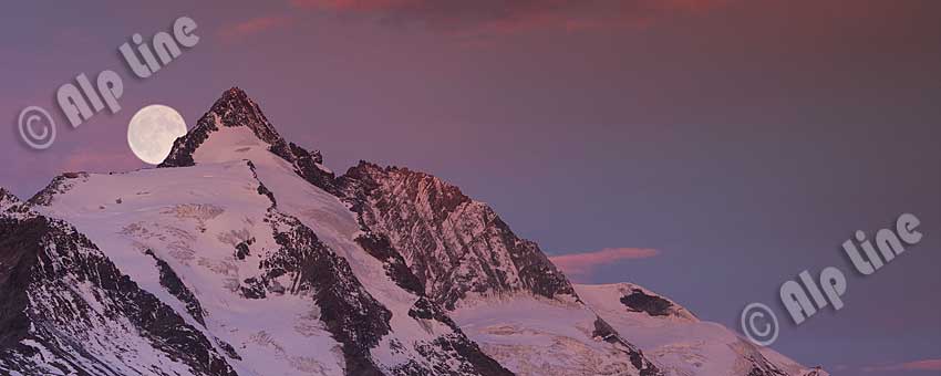 Großglockner bei Vollmond, Kärnten, Nationalpark Hohe Tauern