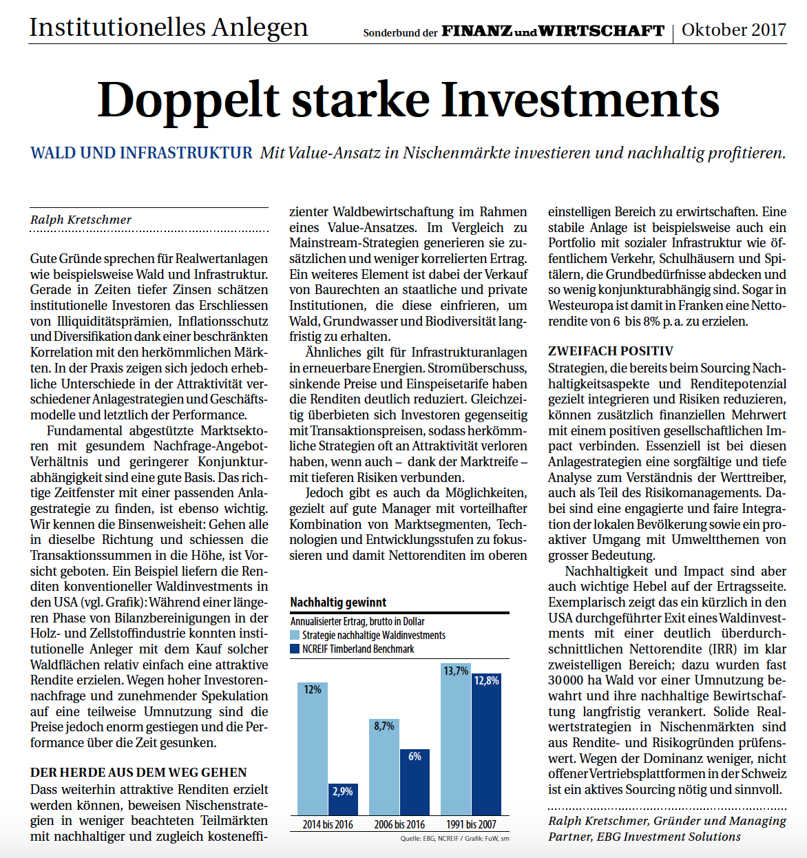 FuW: Sonderbeilage Institutionelles Anlegen (S. 23): Doppelt starke Investments