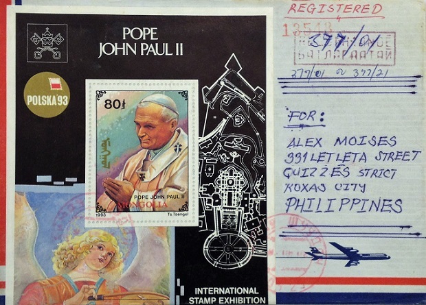 Pope John Paul II Stamp Collection / Mongolia Used Philatelic Cover, 1993 / Topical and Thematic Stamp Collecting