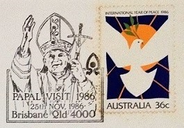Pope John Paul II Stamp Collection / Special Cancellation, Main Part of an Australia Cover, 1986 – 2nd / Topical and Thematic Stamp Collecting