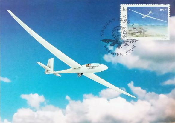 Lithuania, 2003 - Glass Plastic Gliders BK-7 on Maximum Card