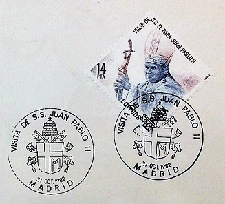 Pope John Paul II Stamp Collection / First Day of Issue Cancellation, Main Part of a Spanish Cover, 1982 – 1st / Topical and Thematic Stamp Collecting