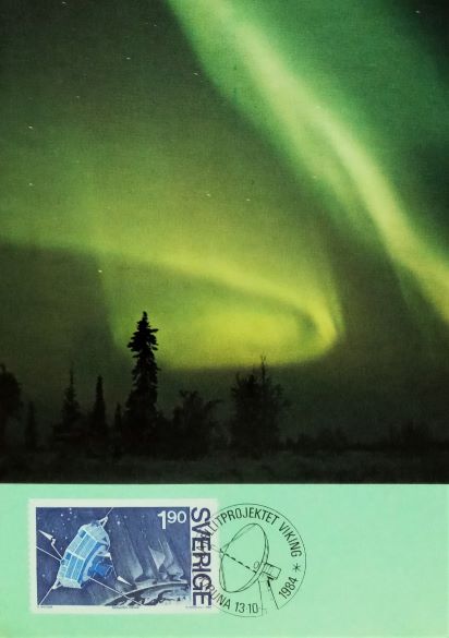 Sweden, 1994 - Project Satellite Viking and Aurora Borealis on Maximum Card
