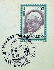 Pope John Paul II Stamp Collection / First Day of Issue Cancellation – Main Part of a San Marino Cover, 1982 / Topical and Thematic Stamp Collecting