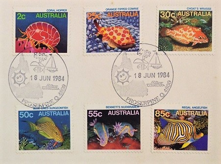 Philatelic Item and Topic: First Day Cover or FDC, Main Part; 1984; Issued by Australia – Great Barrier Reef Marine Life