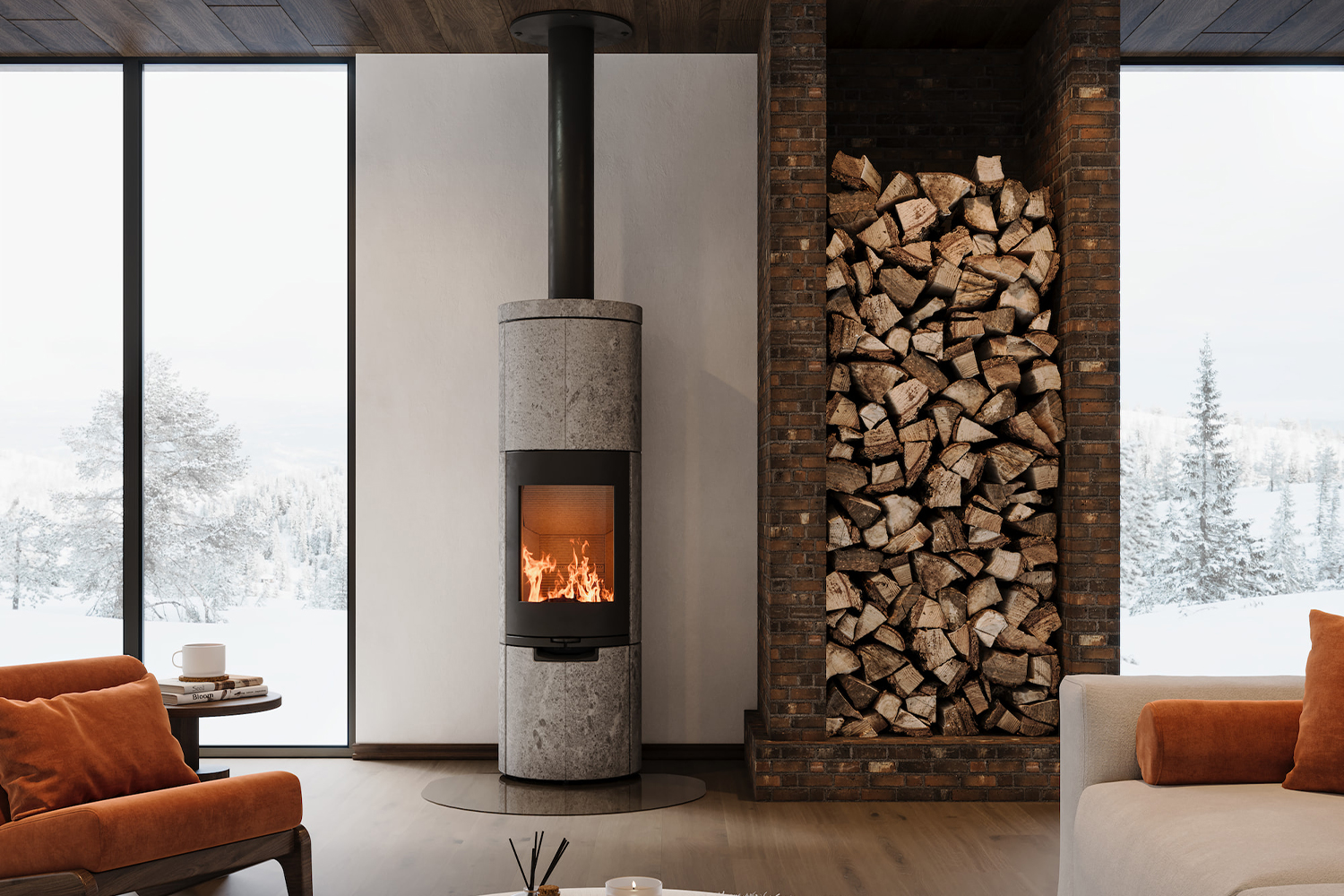 Poêle bois feu pierre ollaire