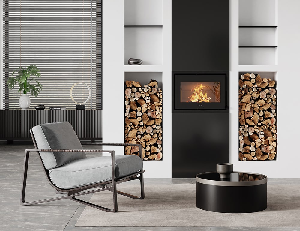 Cheminée feu bois insert