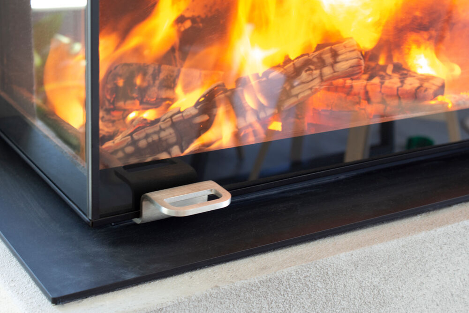 Cheminée insert bois feu 2 vitres