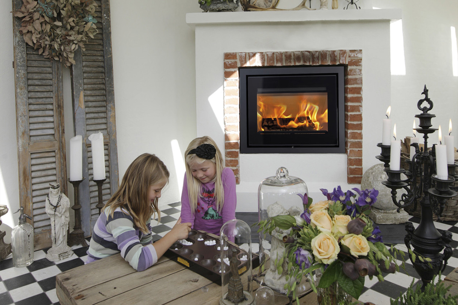 Cheminée insert bois feu