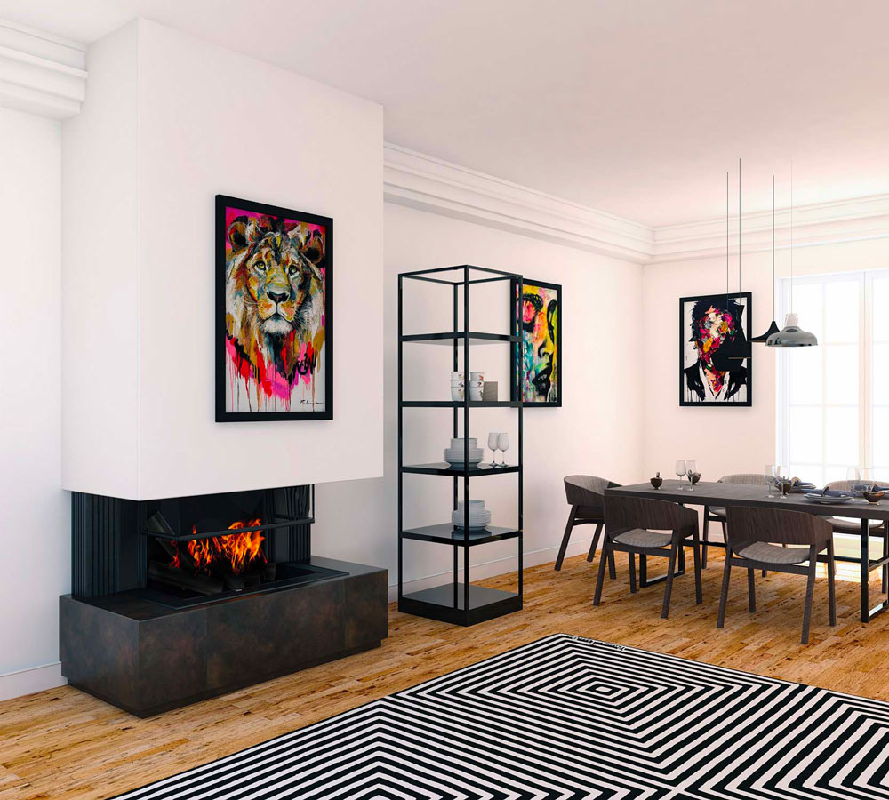Cheminée feu bois foyer fermé 3 vitres