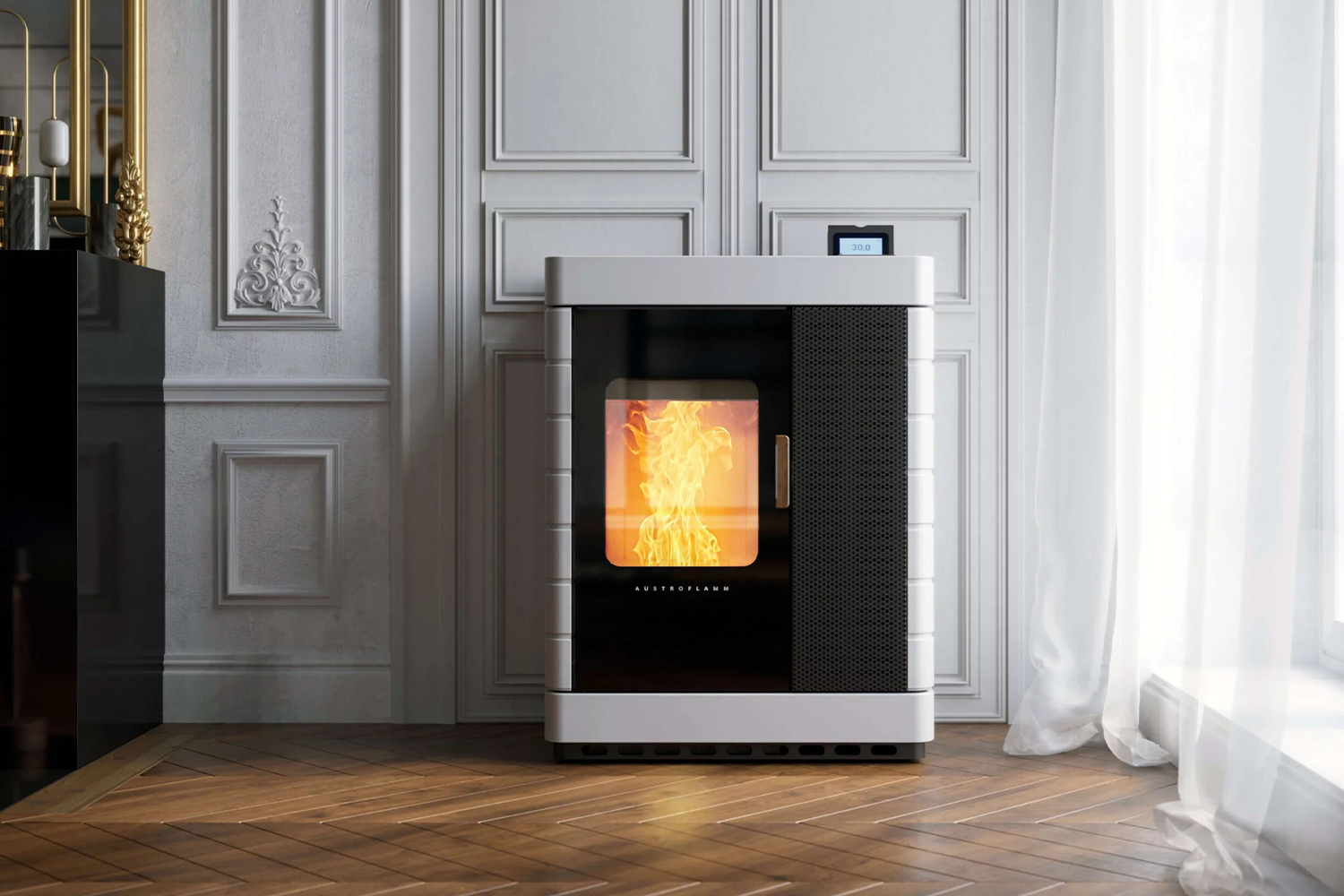 Poêle mixte bois granulés feu