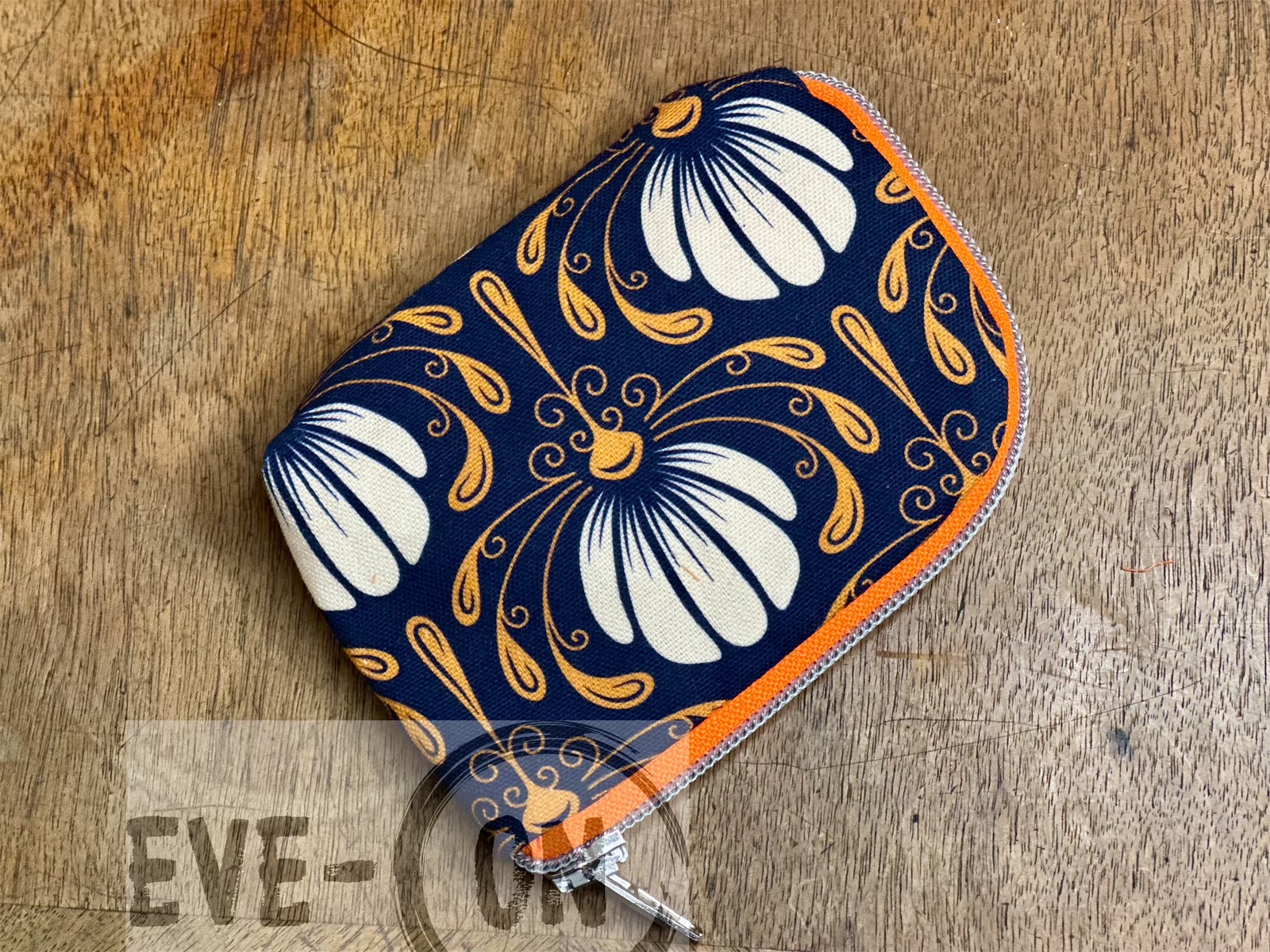 10107 Floral blau orange beige