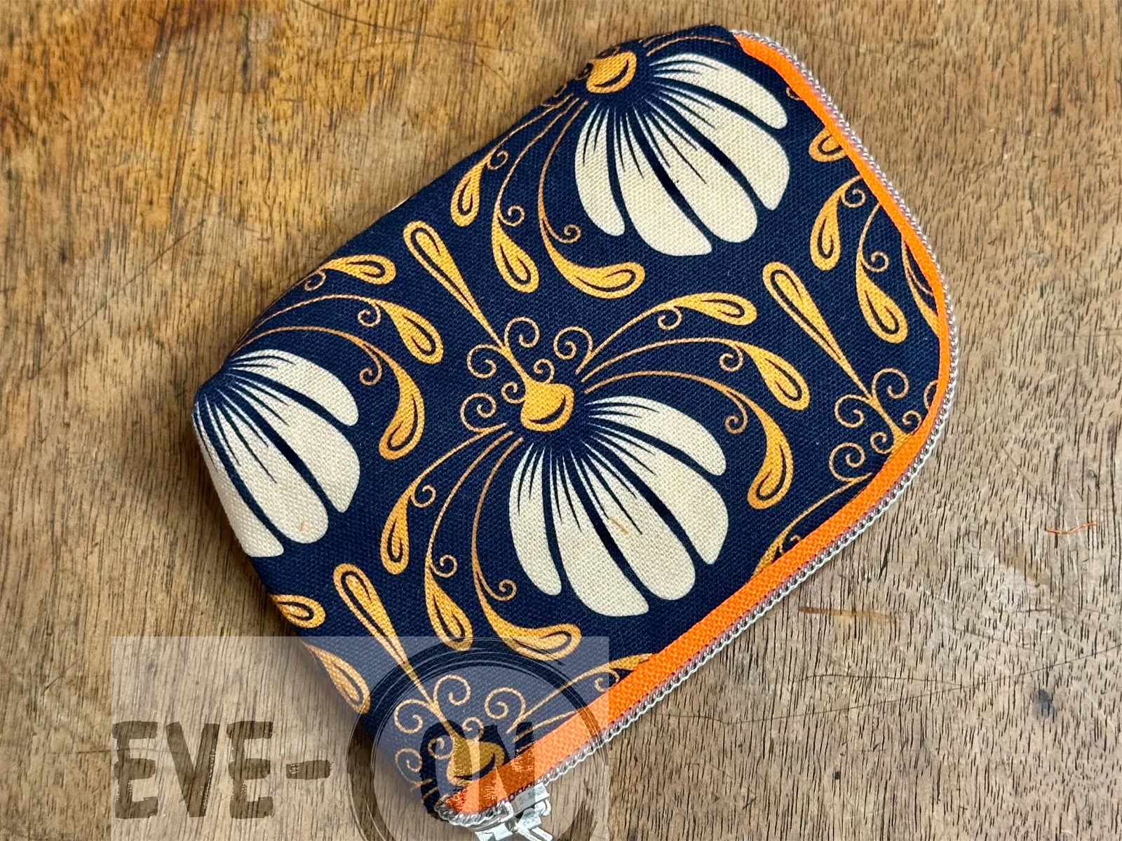 10107 Floral blau orange beige