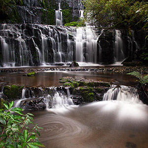 Purakaunui Falls Waterfalls The Catlins Rainforest Southern Island, New Zealand