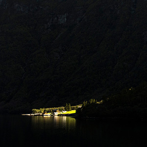 Last Light on Farm houses @ beautiful Narrowfjord, Norway, Scandinavia