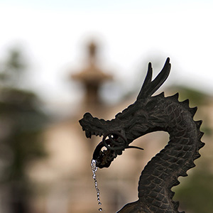 Bronze Dragon Fountain in a Shrine in Kanazawa, Japan, Asia