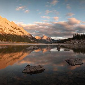 Medicine Lake at Sunset, Jasper National Park, Alberta, Canada