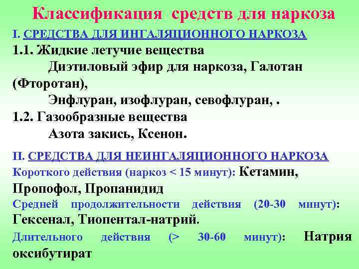 Препараты для анестезии в хирургии. Препараты для анестезии в хирургии