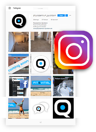 Webscreenshot: Unsere Praxis für Physiotherapie, das PhysioZENTRUM Quickborn auf Instagram