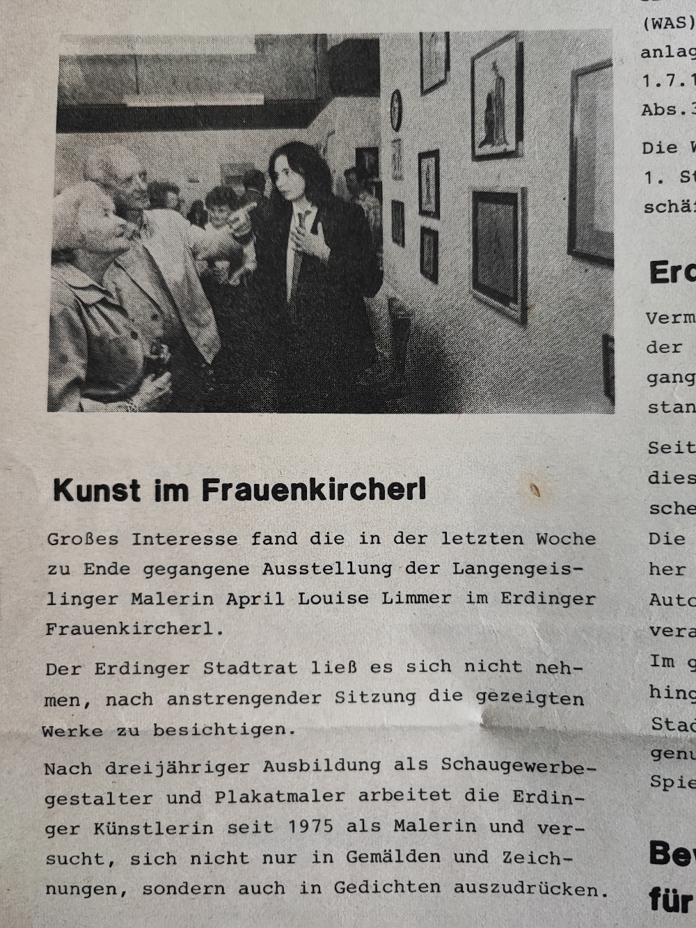1982 erste Ausstellung ... Ca 200 Gäste FRAUNKIRCHERL ERDING