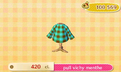 ACNL - style simple - haut - pull vichy menthe
