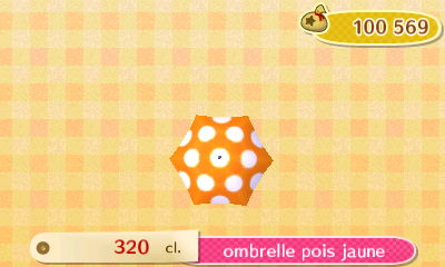 ACNL ombrelle pois jaune