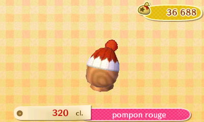 ACNL style mignon - chapeau - pompon rouge