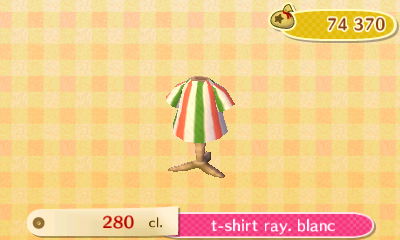 ACNL - style simple - haut - t-shirt ray. blanc