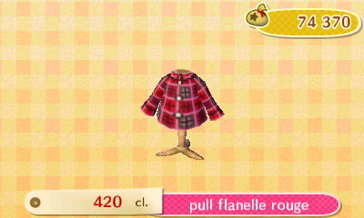 ACNL - style simple - haut - pull flanelle rouge