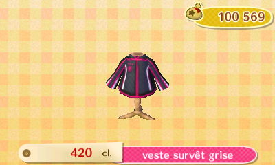 ACNL - style sport -haut - veste survêt grise