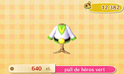 ACNL - style sport -haut - pull héros vert