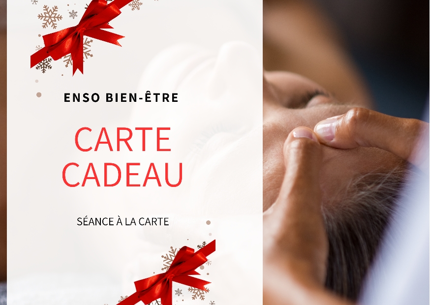   La carte cadeau ENSO version 2026 “Celle que tu n’attendais pas (promis ce n'est pas une bougie parfumée !) Parce qu'il est temps de laisser 2025 derrière toi et d'accueillir l'énergie du renouveau, ENSO présente sa carte cadeau "RESET 2026", une séance sur mesure pour apaiser, réaligner et recharger ton énergie Réflexologie, luxopuncture ou acupression crânienne — choisis le rituel qui t’appelle, je m’occupe du reste.”      Séance de 60 minutes : 60 € - Séance de 90 minutes : 75 €