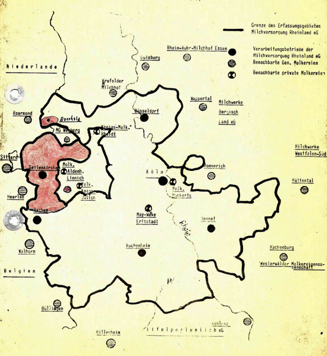 Das Erfassungsgebiet der Milchversorgung Rheinland