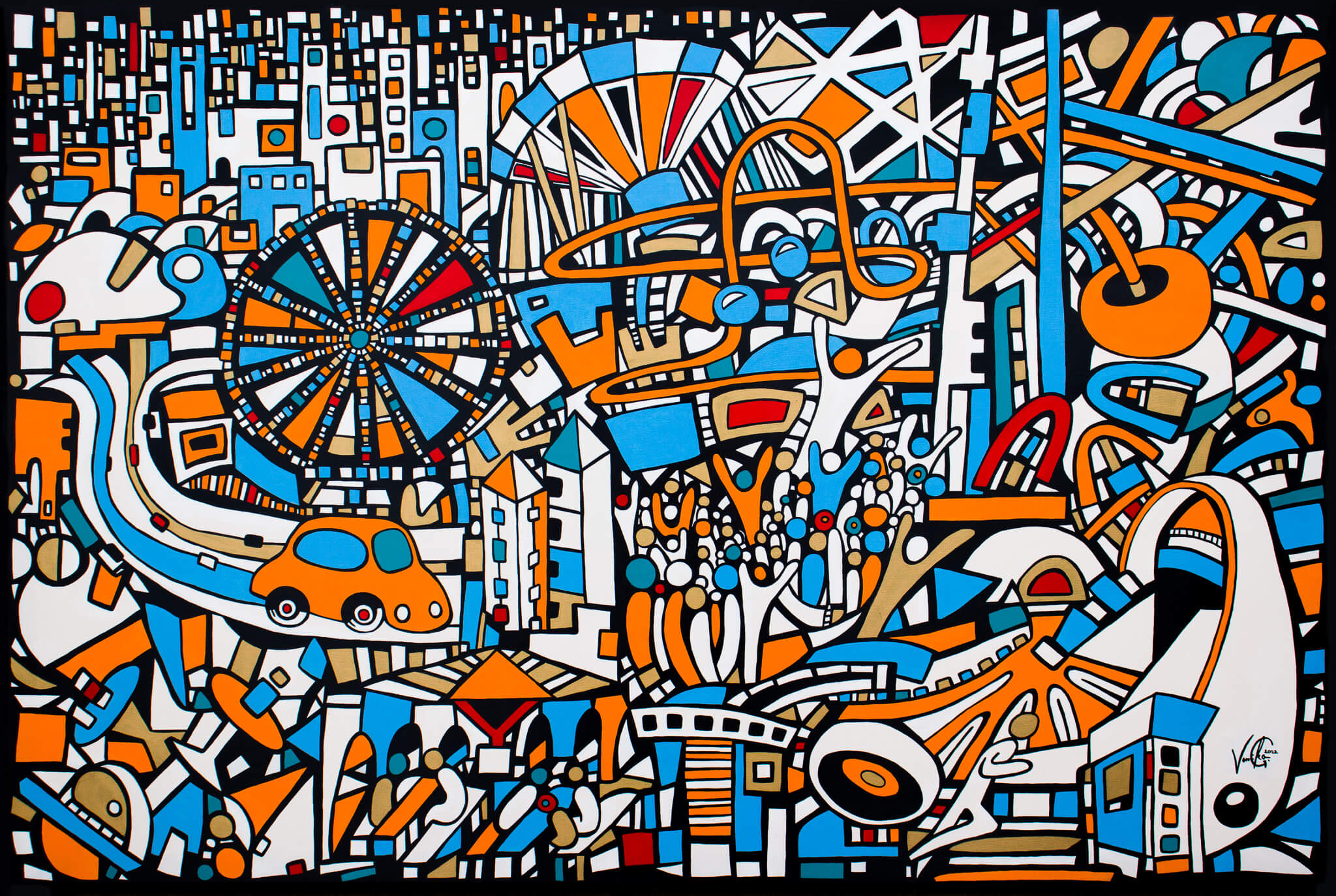 Veronika Spleiss "Tagleben" 2022 80x120 cm, Acryl auf Leinwand, Privatsammlung Deutschland
