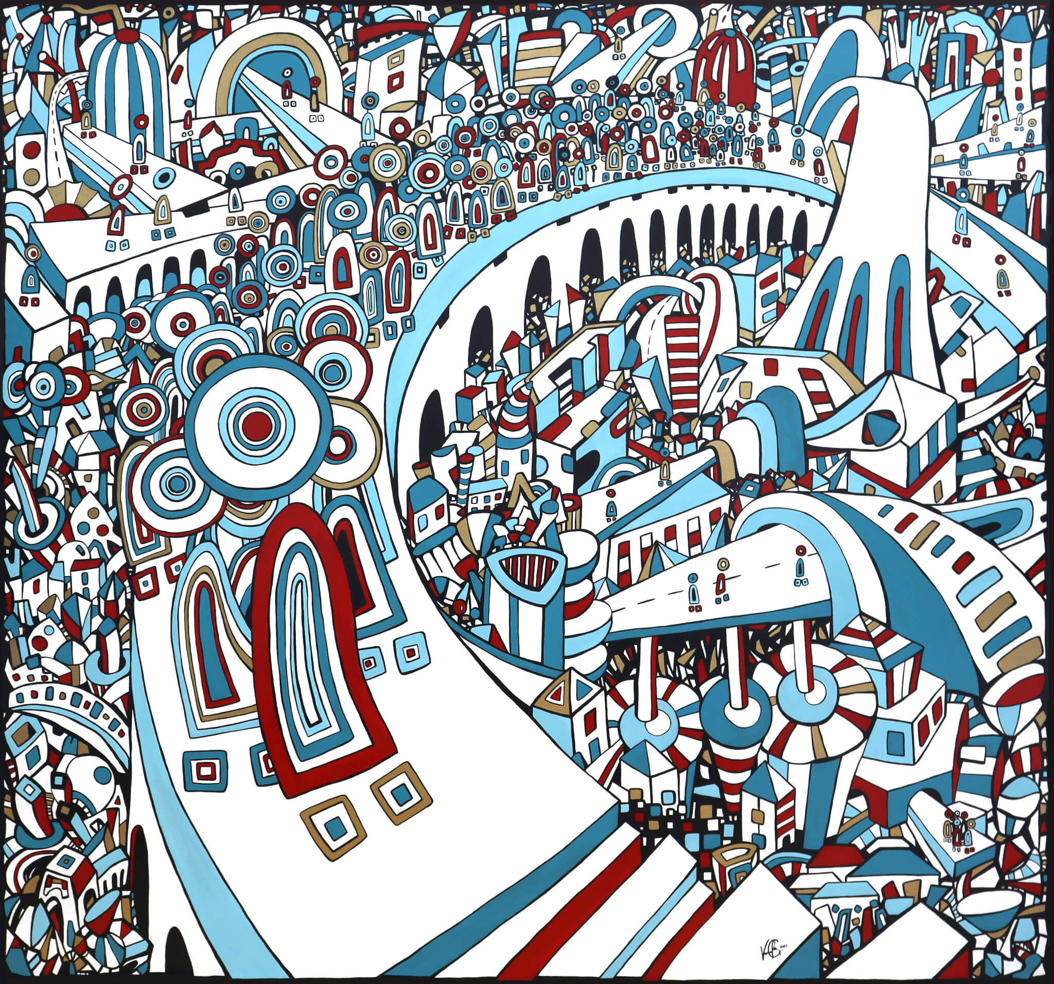 Veronika Spleiss "Folgeleben" 2020 135x145 cm, Acryl auf Leinwand, Privatsammlung Deutschland