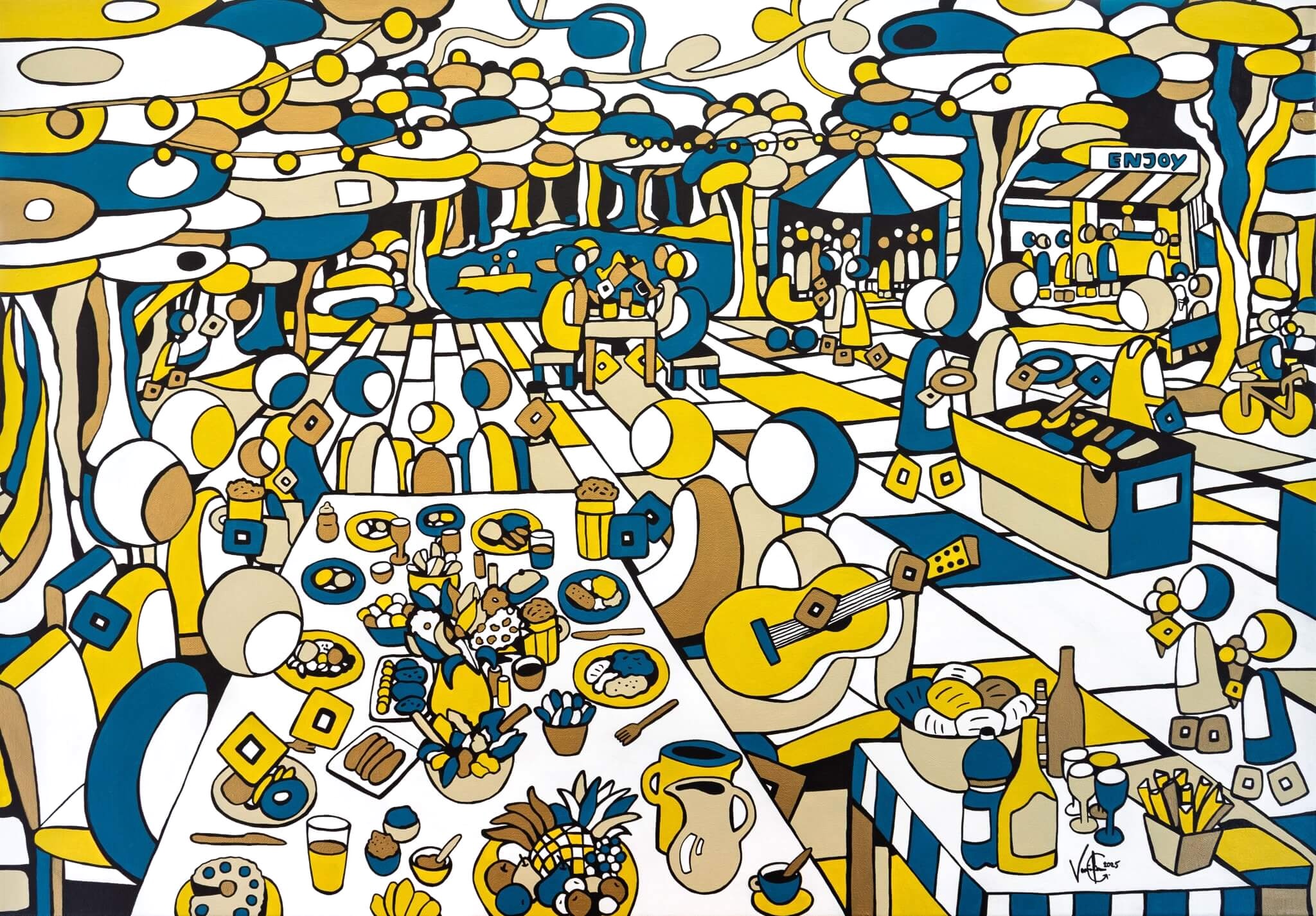 Veronika Spleiss "Wo Leben sich trifft" 2025 70x100 cm, Acryl auf Leinwand