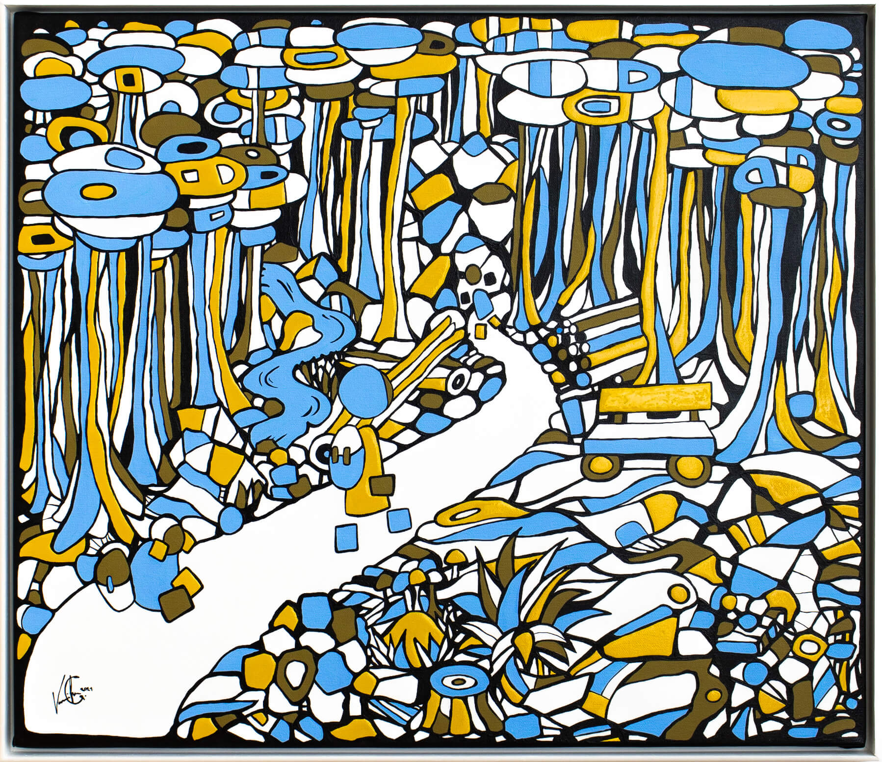 Veronika Spleiss "Das kleine Wanderleben" 2021 60x70 cm, Acryl auf Leinwand, Privatsammlung Deutschland