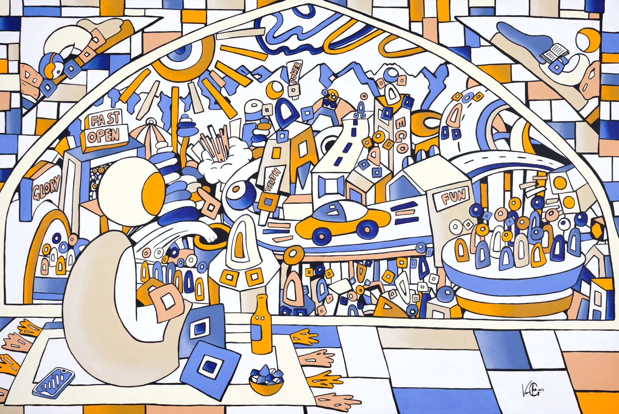 Veronika Spleiss "Unterhaltungsleben" 2023 80x120 cm Acryl auf Leinwand