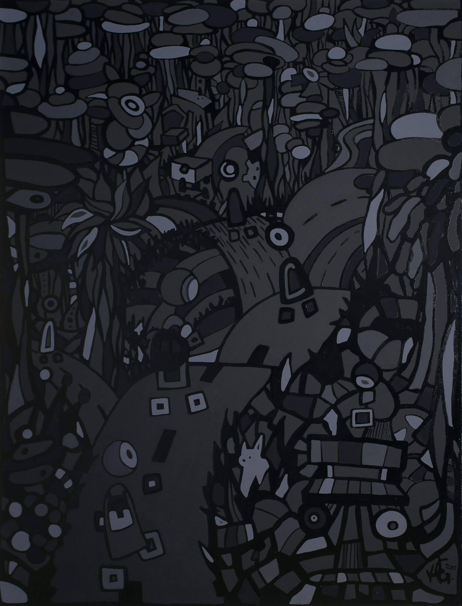 Veronika Spleiss "The Hike Continues" 2022 80x60 cm acrylic and lacquer on canvas