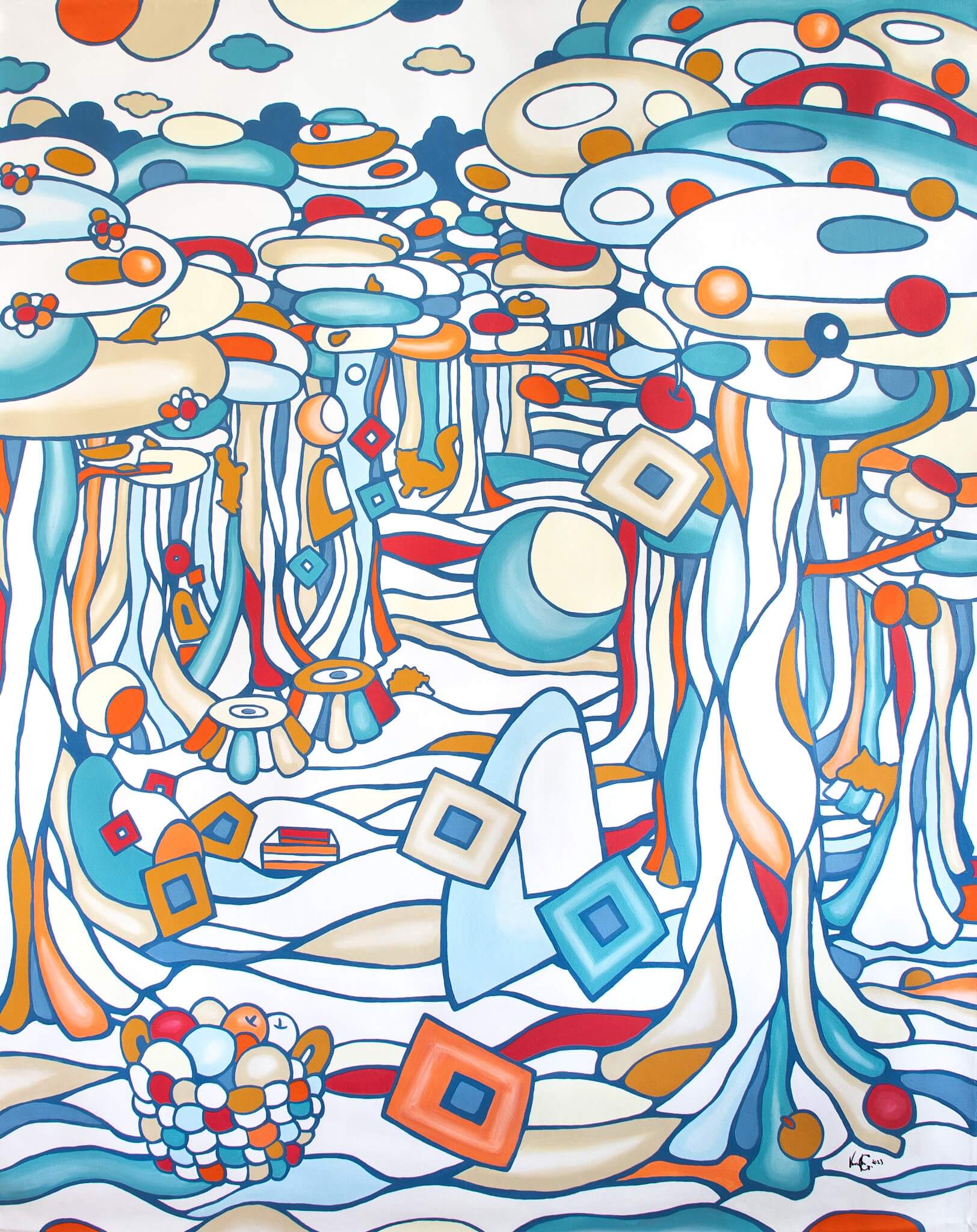 Veronika Spleiss "Pflück dich glücklich" 2023/2026 150x120 cm Acryl auf Leinwand
