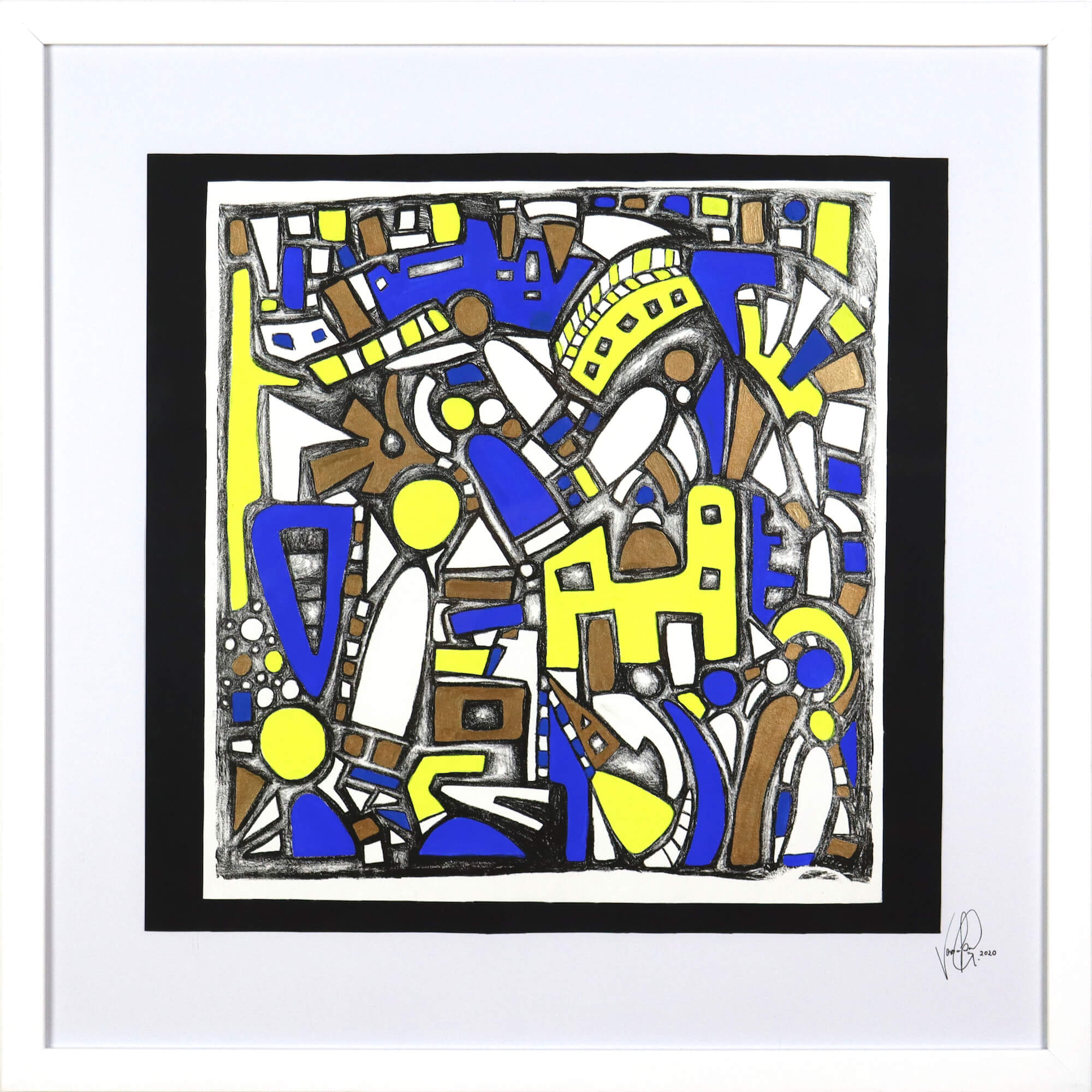 Veronika Spleiss "In der Schwebe II" 2019 53x53 cm, Lithografie, Gouache und Acryl auf Karton
