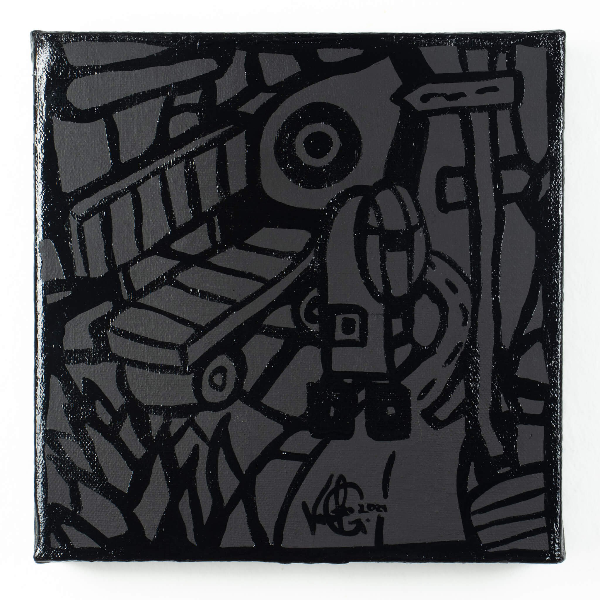 Veronika Spleiss "Pause" 2021 20x20 cm acrylic and lacquer on canvas