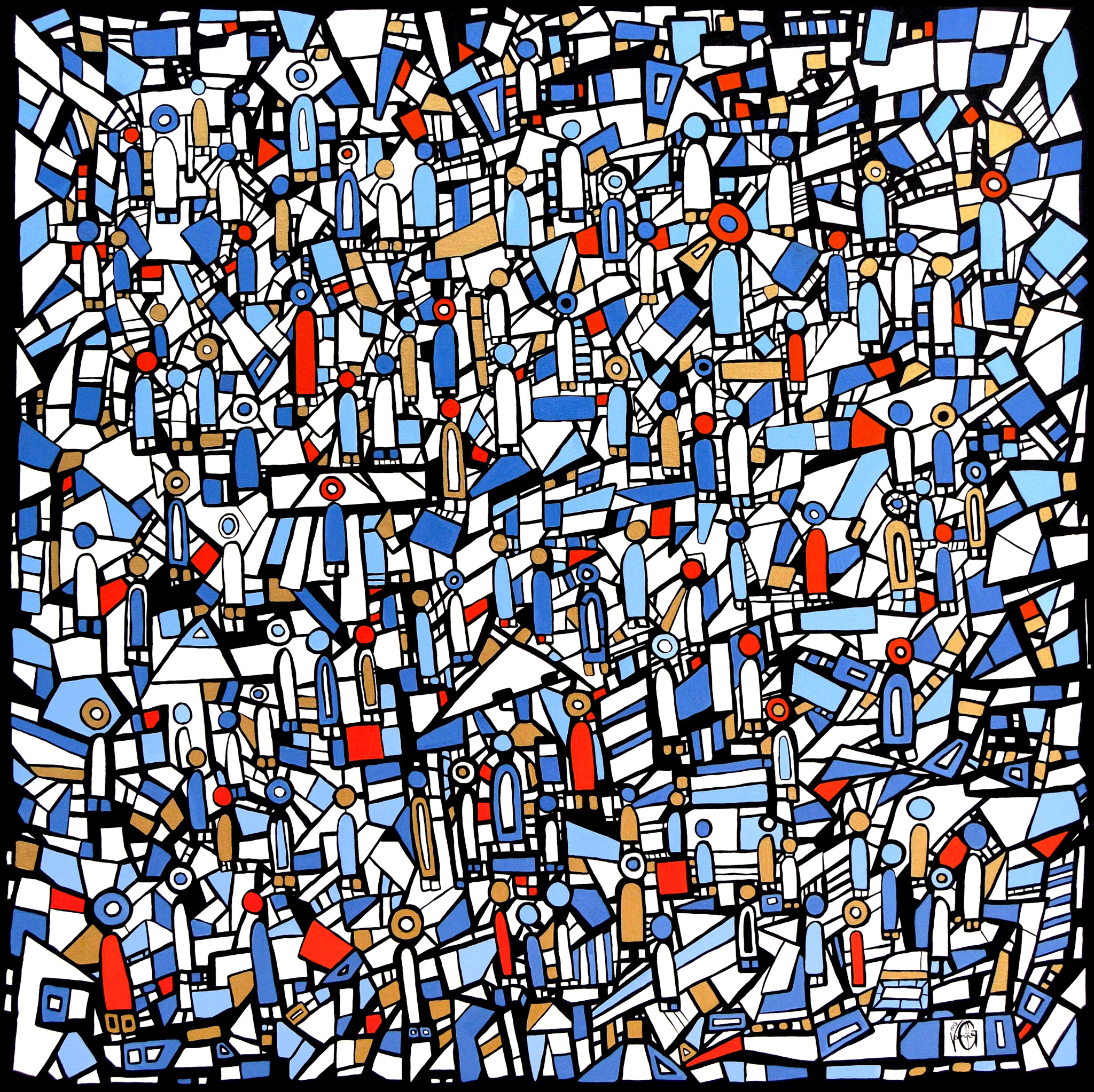 Veronika Spleiss "Swarm Life" 2019 80x80 cm, Acrylic on canvas, Private Collection Germany