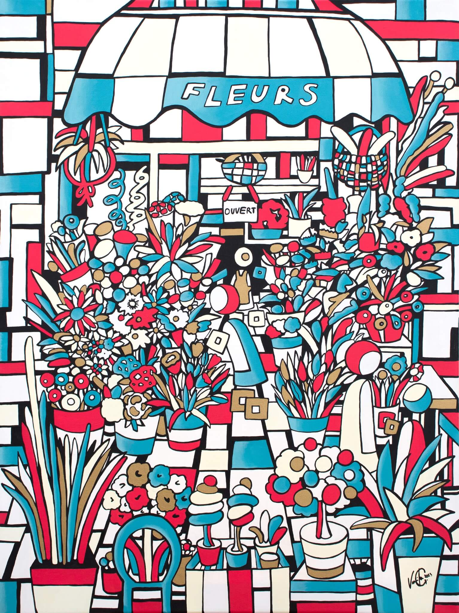 Veronika Spleiss "Blütenleben" 2023 80x60 cm Acryl auf Leinwand