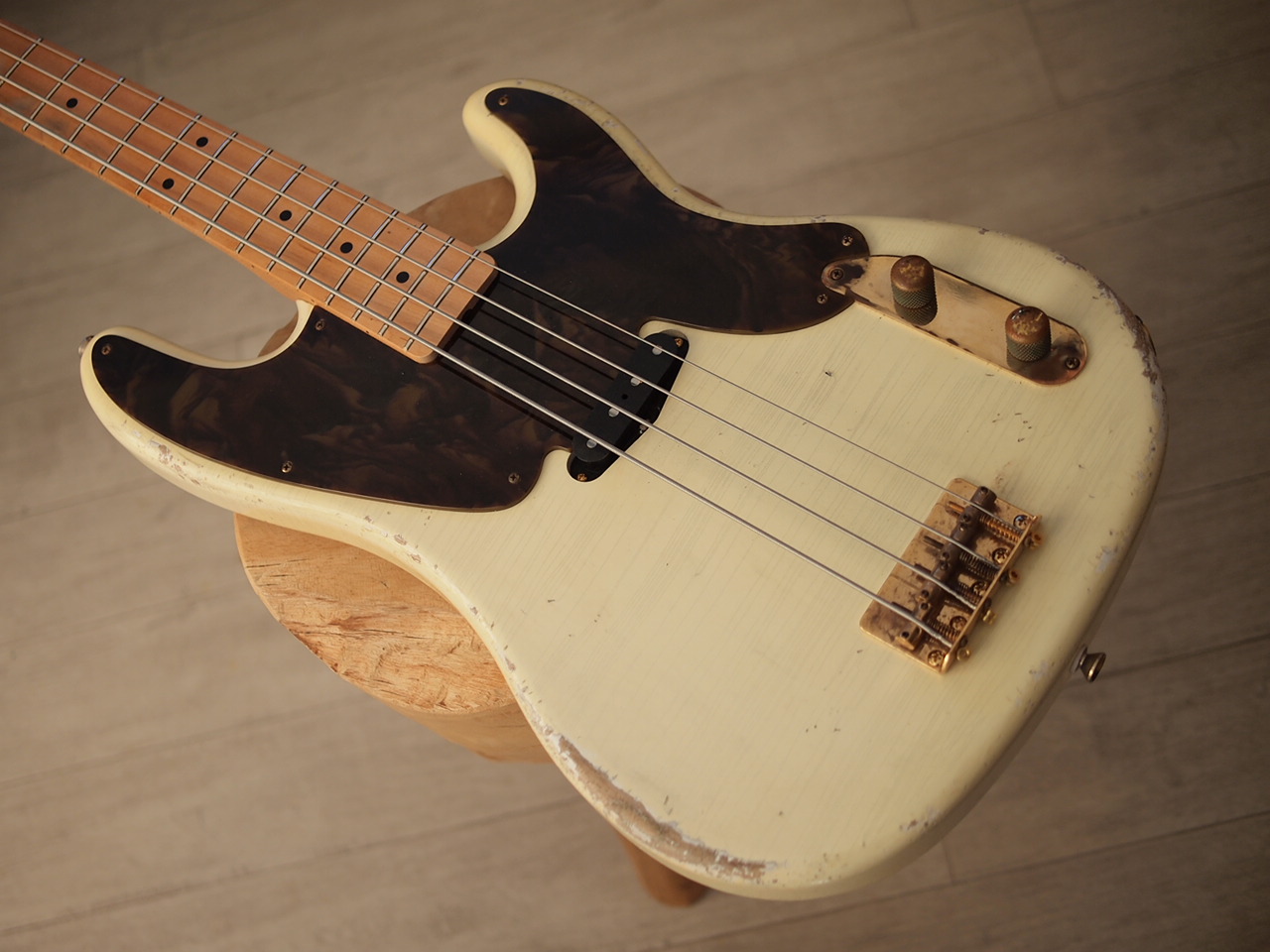 SOLD MJT - Custom OPB Matching Headstock - Vintage White