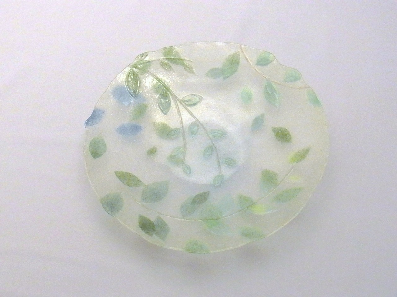 パート・ド・ヴェール おちょこ 緑青色 ガラス作家作