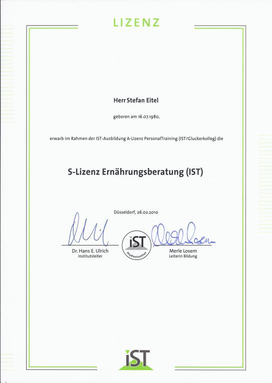 Ernährungsberater S-Lizenz