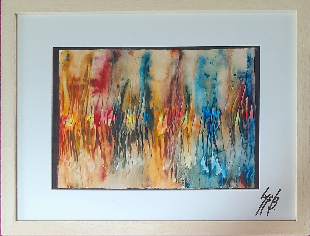 "Formes" Acrylique sur papier Canson encadré avec passe-partout au format 40 x 30 (Réservé)