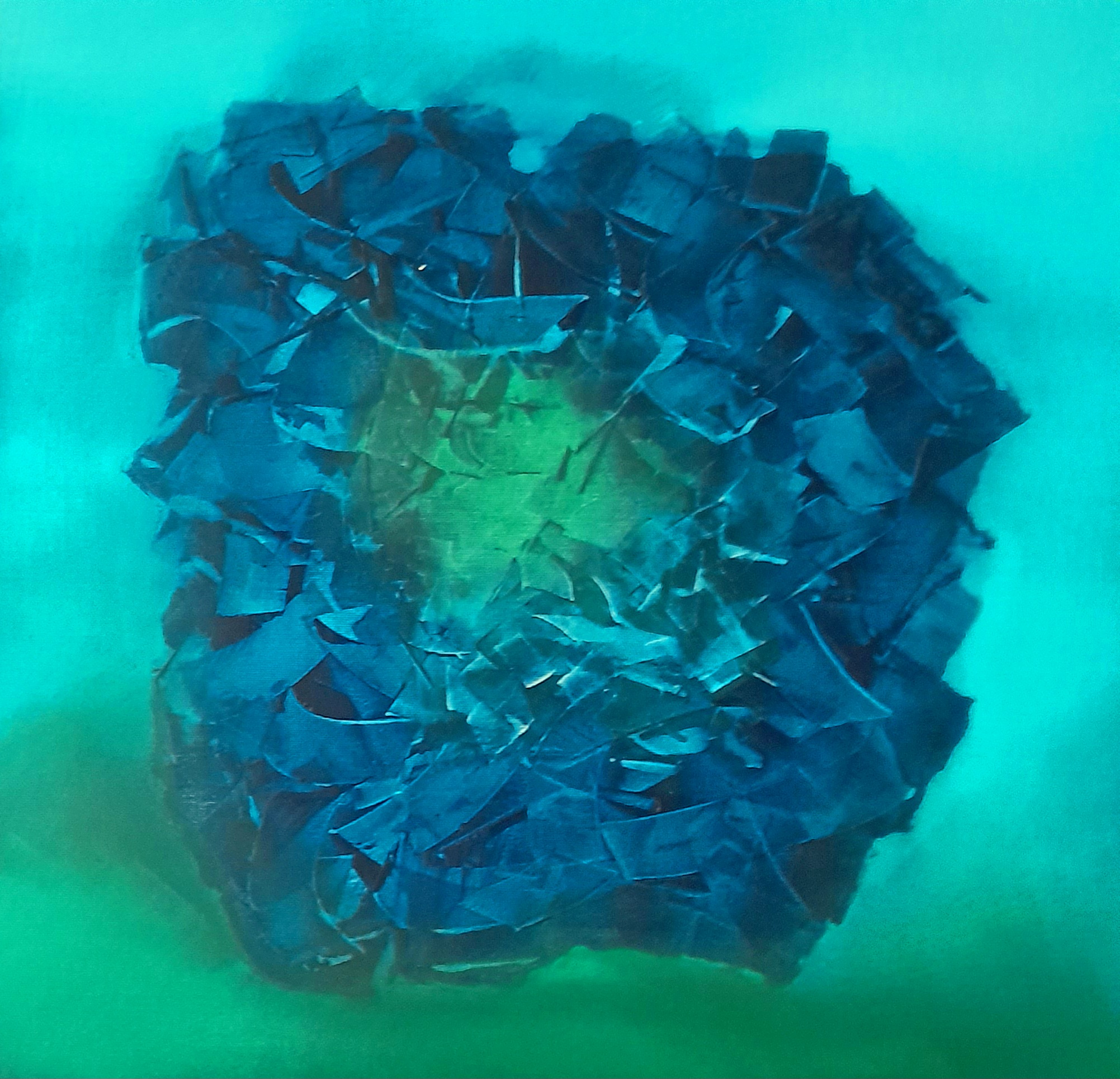 "Lapis Lazuli" Acrylique travaillée au galet de structure sur châssis entoilé Mix Premium by Master Toiles - format 50 x 50