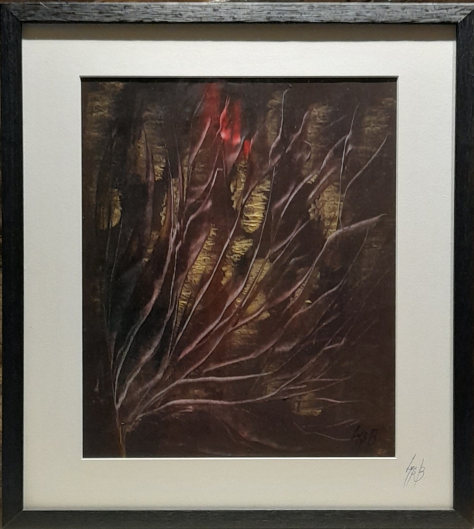 "Rubis" Acrylique sur papier Canson encadré avec passe-partout au format 40 x 50